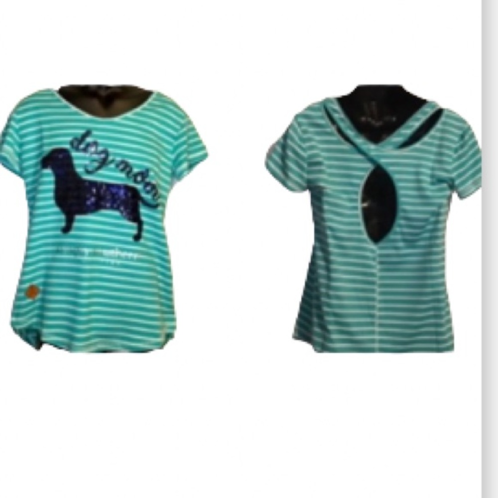 Simply Southern sequin dog mom striped tee - Picture 1 of 10